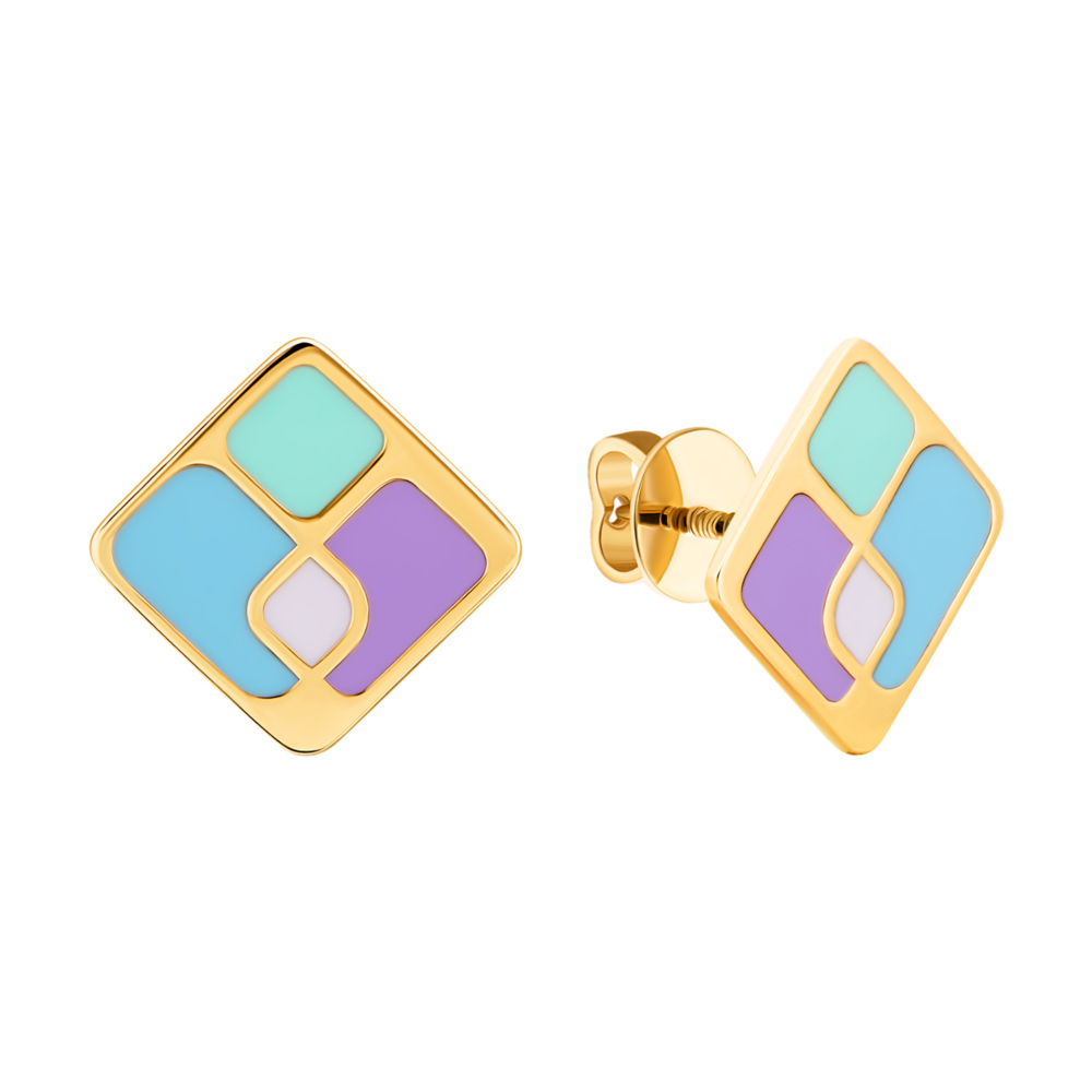 12345 Золоті пусети з емаллю. Артикул UG52/50/335/2 12345 грн9,454 12345