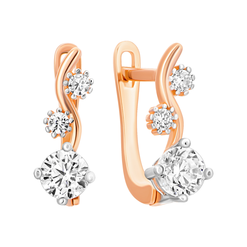 Золотые серьги с фианитами. Артикул UG52111030504
