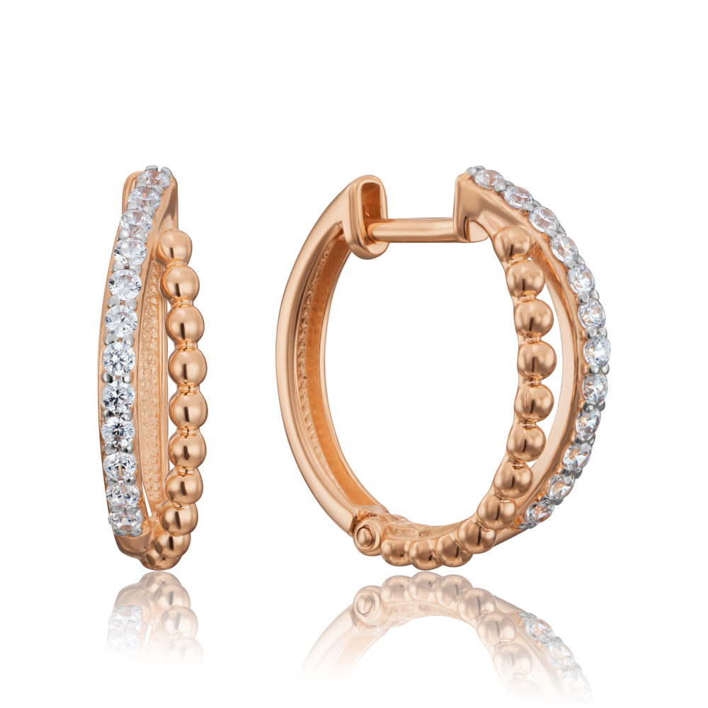 12345 Золоті сережки-конго з фіанітами. Артикул 22659/01/1/3 12345 грн16,207 12345