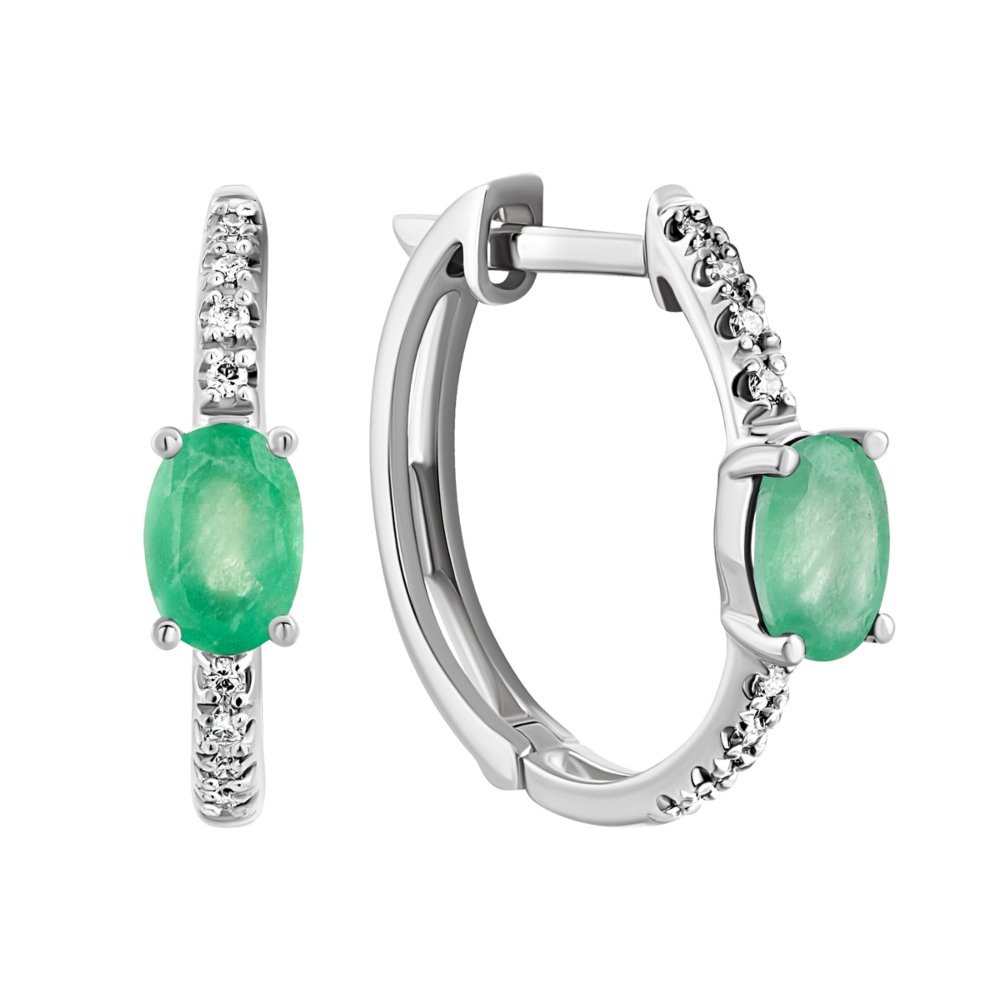 Золотые серьги с бриллиантами и изумрудами. Артикул UG523142/1EMD