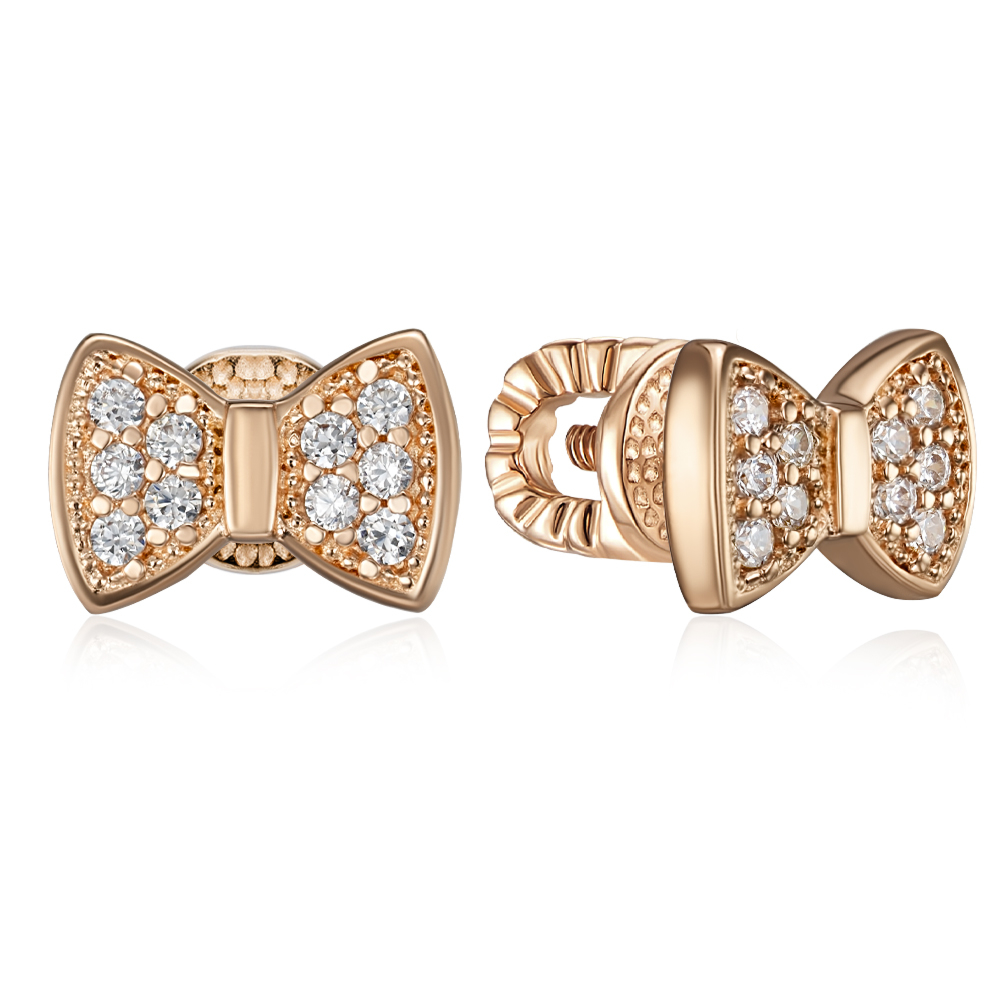 12345 Золоті пусети Бантики з фіанітами. Артикул 23365/01/0/1 12345 грн7,042 12345