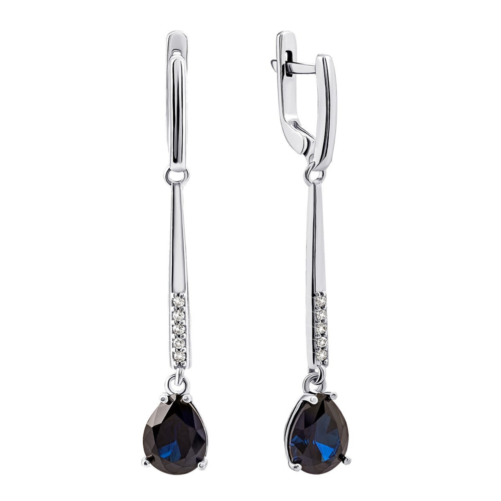 12345 Срібні сережки-підвіски з сапфірами і фіанітами. Артикул UG52892/9р-HSPH 12345 грн4,253 12345
