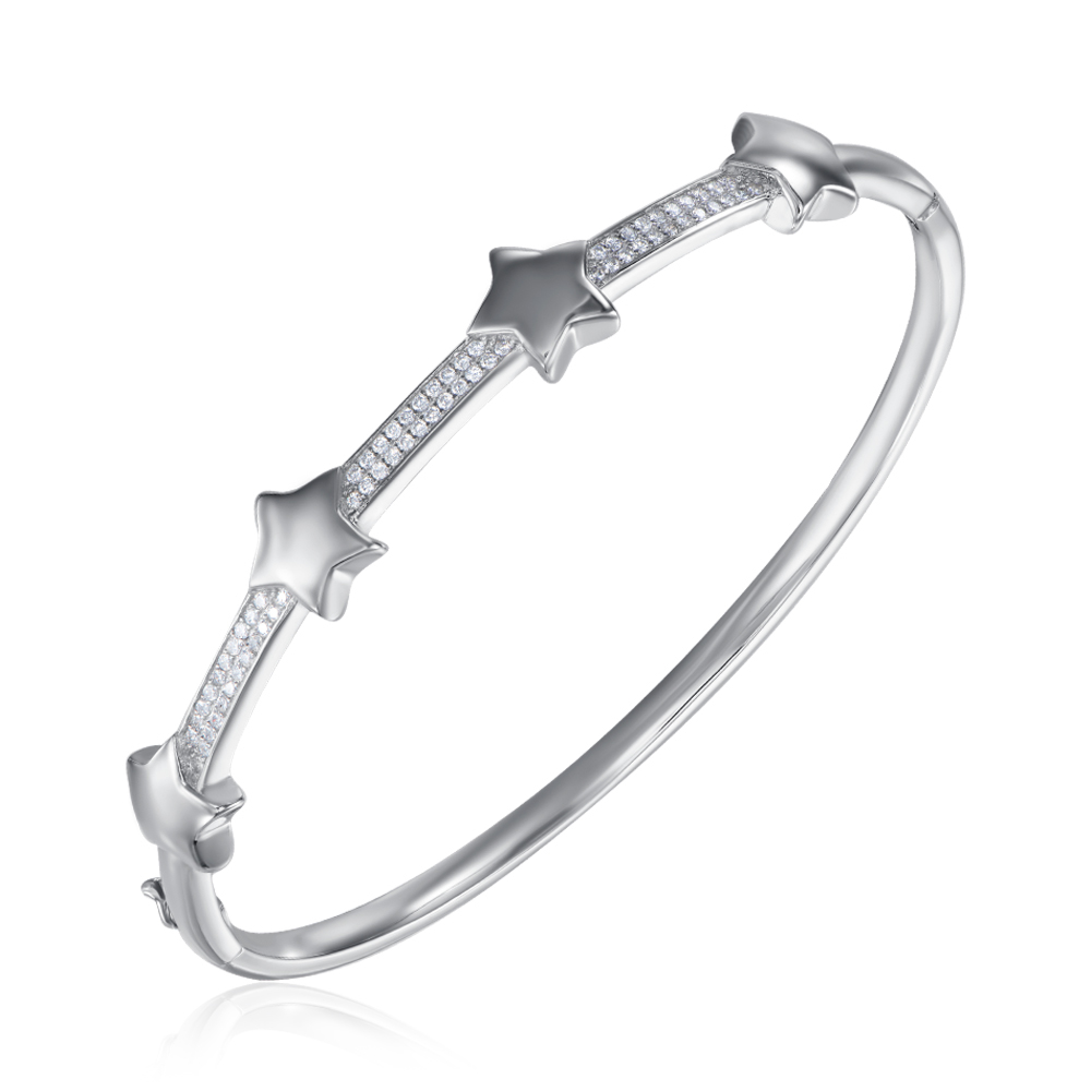 12345 Срібний жорсткий браслет з фіанітами. Артикул 2B12089-B/12/1 12345 грн2,727 12345