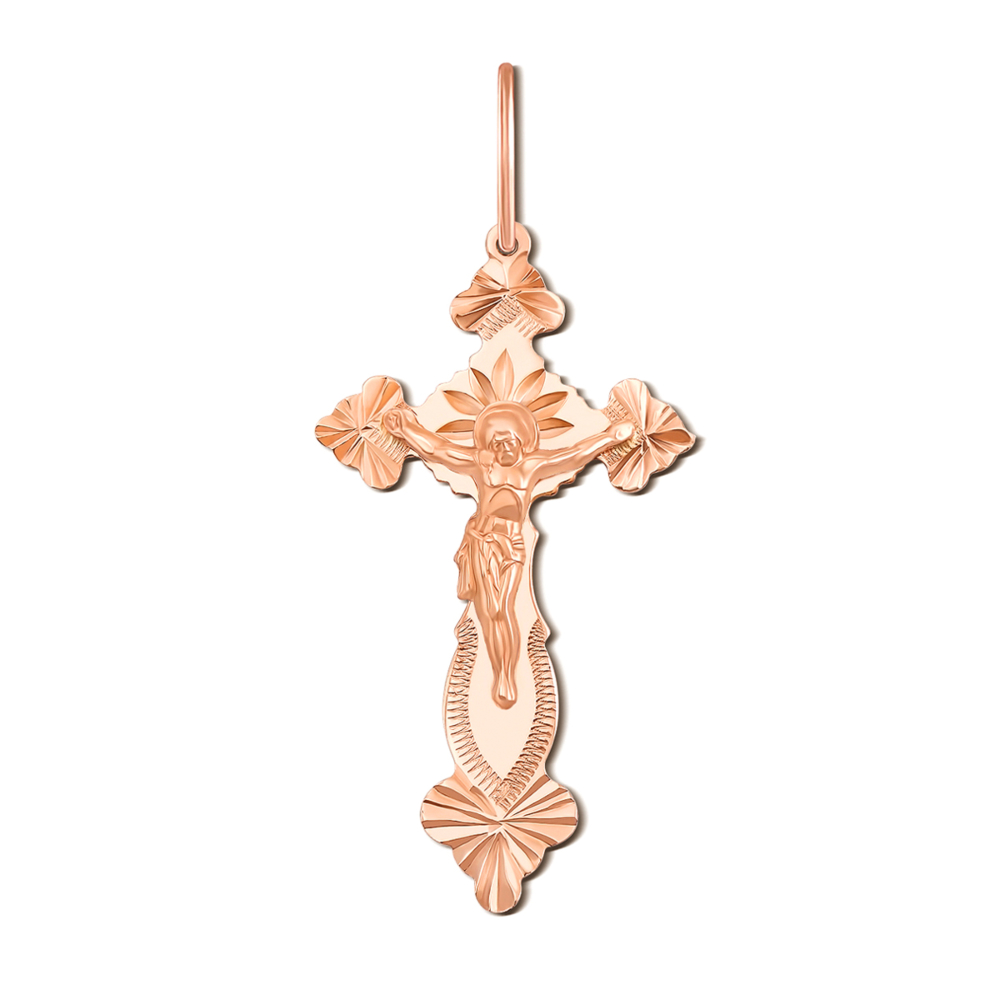 Золотой крестик с алмазной гранью. Артикул 30319/д