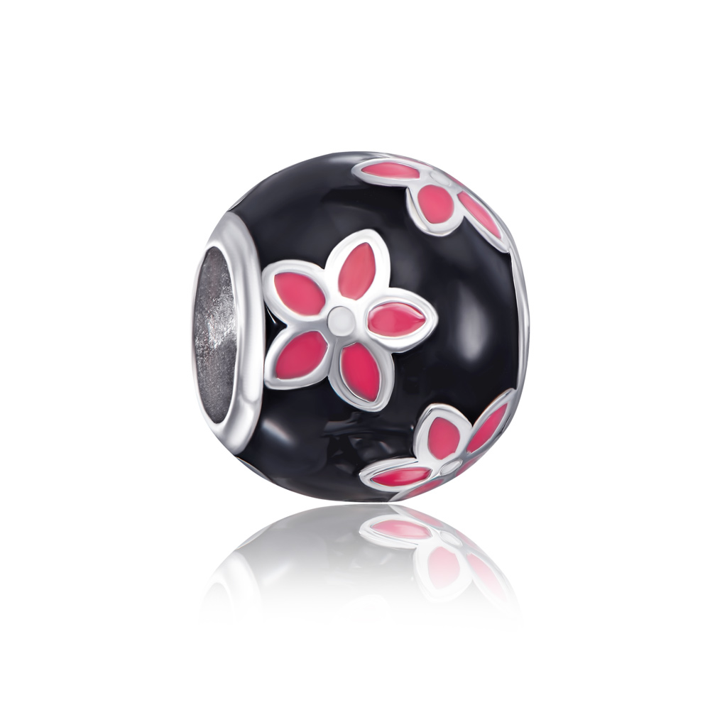 12345 Срібная намистина шарм «Квіточка» з емаллю. Артикул 35134/12/1/1310 12345 грн1,513 12345