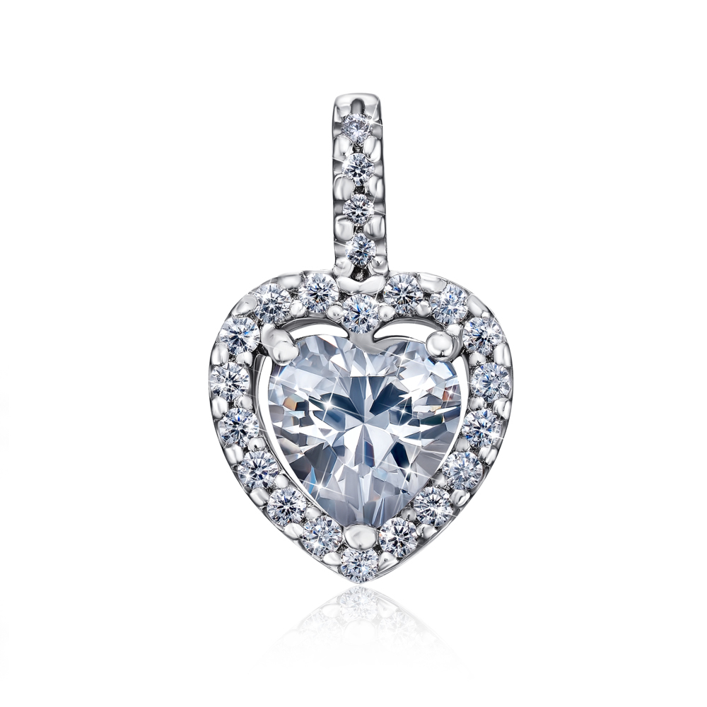 Серебряная подвеска «Сердце» с фианитами. Артикул 35159/12/1/1609