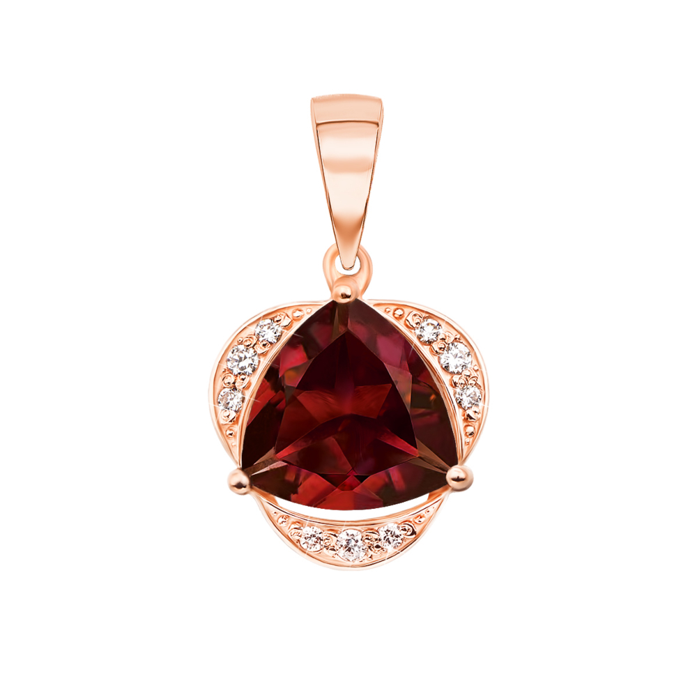 Золотая подвеска с гранатом и фианитами. Артикул 50440/01/0/5166