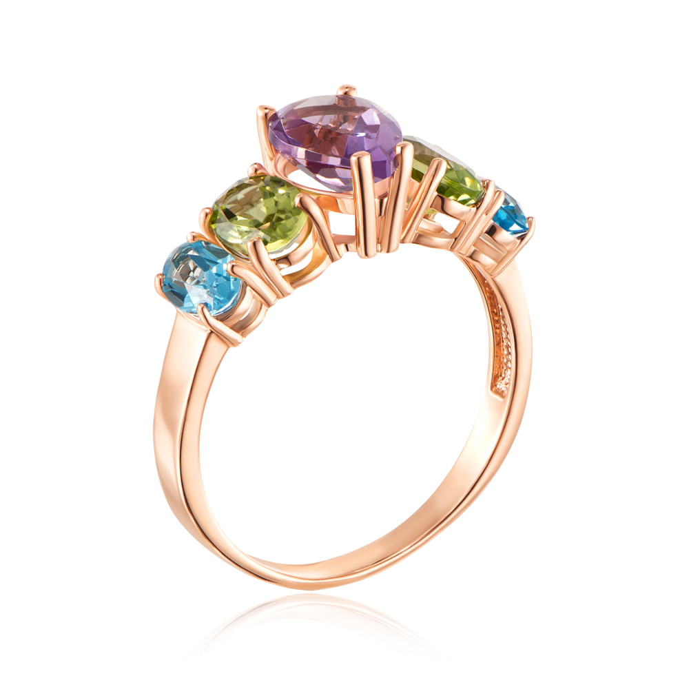 12345 Золота каблучка з міксом напівкоштовних каменів. Артикул 530241/01/0/5928 12345 грн15,074 12345