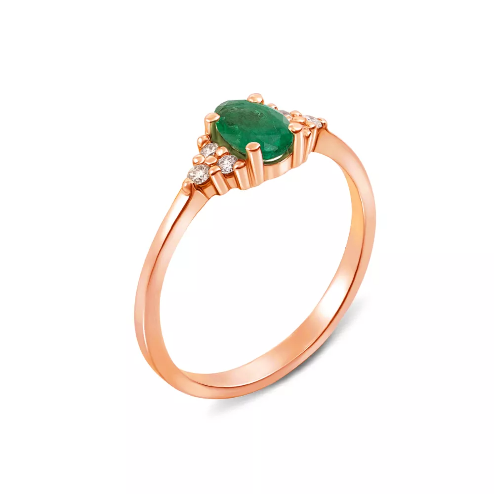 Золотое кольцо с изумрудом и бриллиантами. Артикул 53104/01/1/9497
