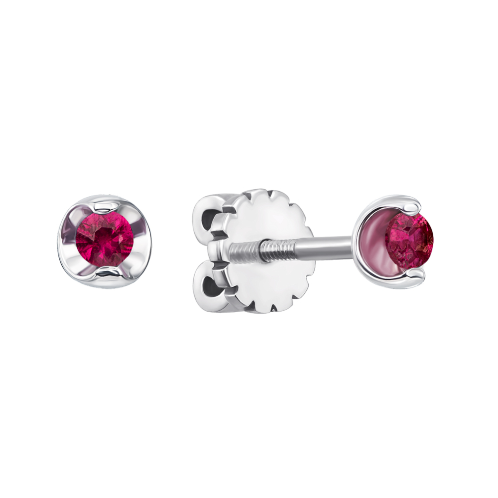 Золотые пуссеты с рубинами. Артикул 53714/б руб