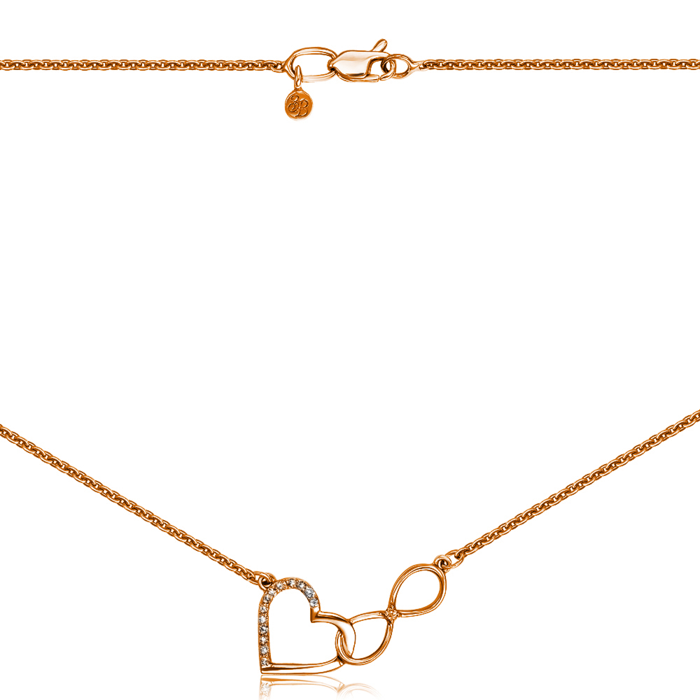 12345 Золоте кольє «Серце і безмежність» з діамантами. Артикул 53933/1.25 12345 грн24,570 12345