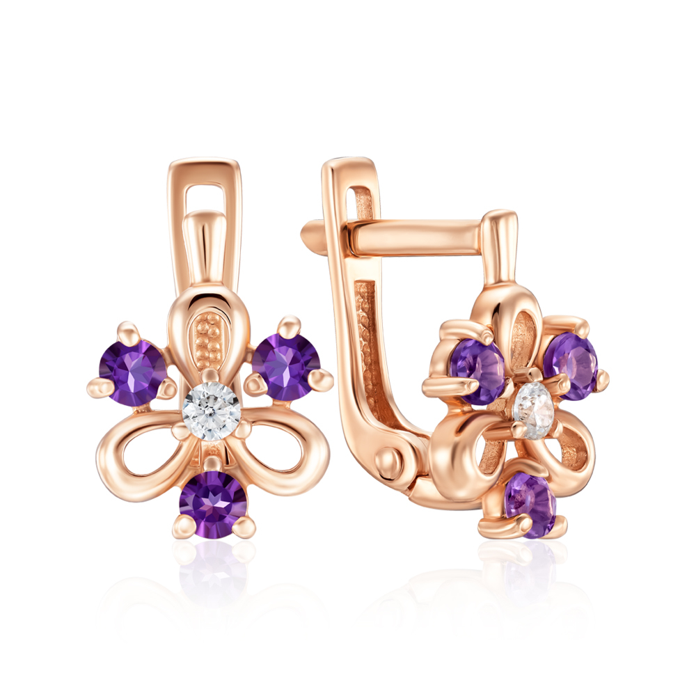 12345 Золоті сережки з аметистом і фіанітами. Артикул 540214/01/0/7303 12345 грн4,592 12345