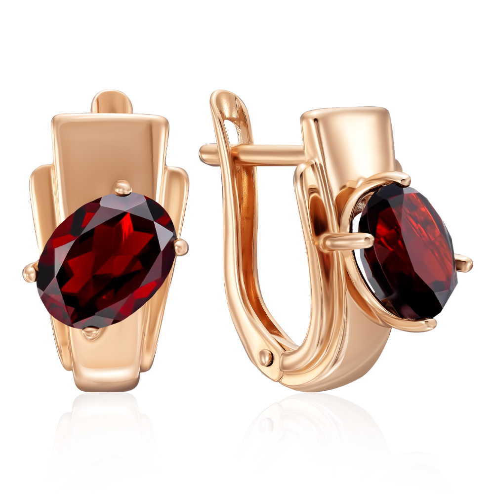 Золотые серьги с гранатом. Артикул 540237/01/0/5069