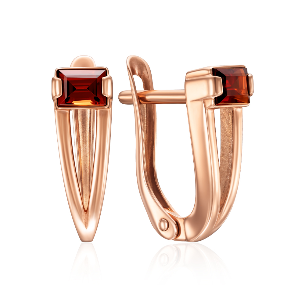 Золотые серьги с гранатом. Артикул 540300/01/0/7839
