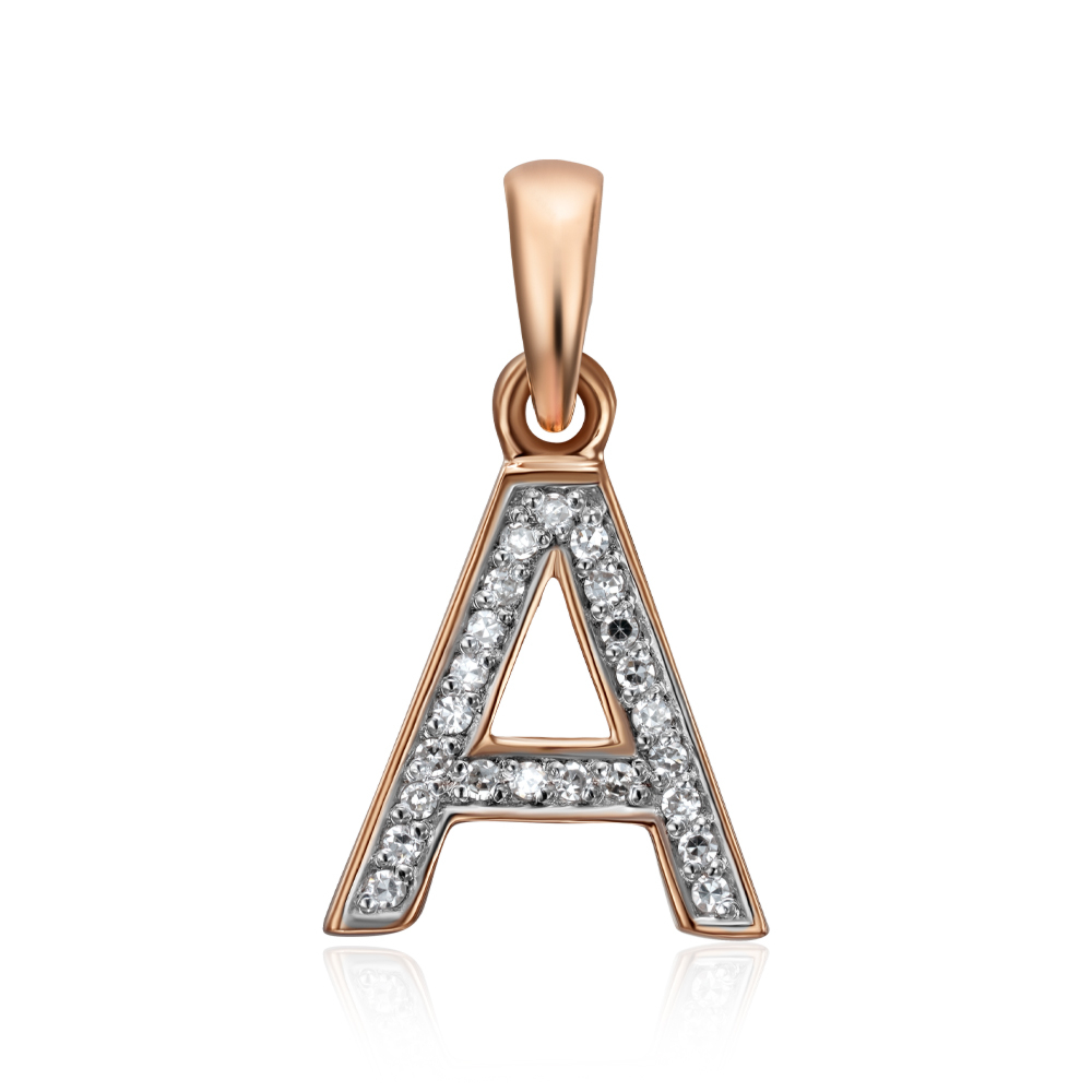 Золотая подвеска "Буква А" с бриллиантами. Артикул 560128/01/1/8007