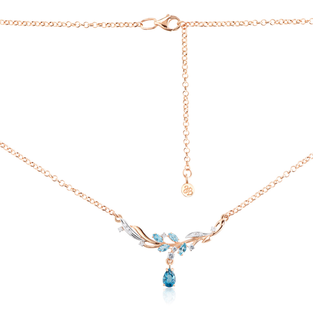 12345 Золоте кольє «Зимова гілочка» з топазом і фіанітами. Артикул 60103/66191/01/1/7233 12345 грн20,606 12345