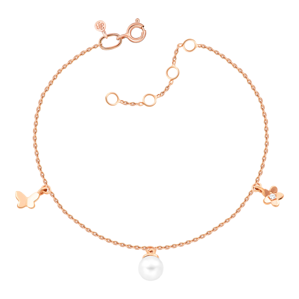 12345 Золотий браслет з фіанітом та перлиною. Артикул UG57166/66024-3/01/0/2083 12345 грн7,442 12345