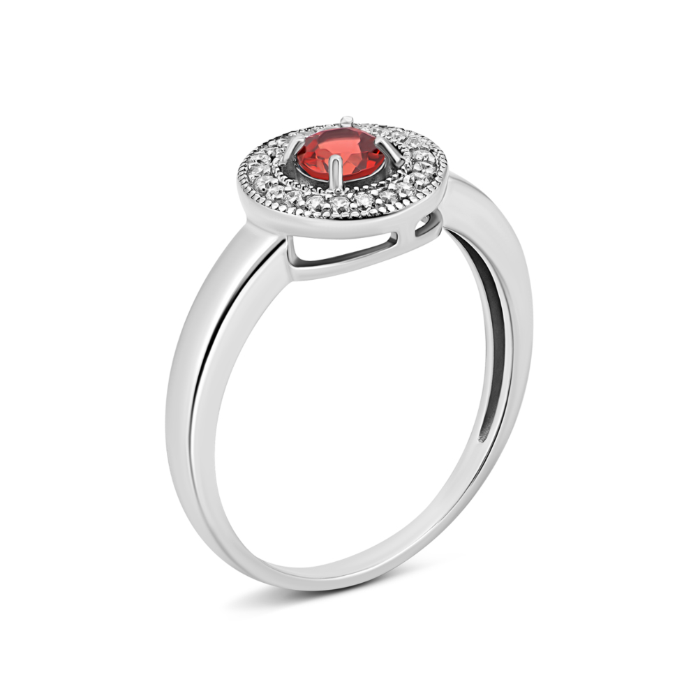 12345 Срібна каблучка з гранатом і фіанітами. Артикул UG5824К.г.Rh 12345 грн2,013 12345