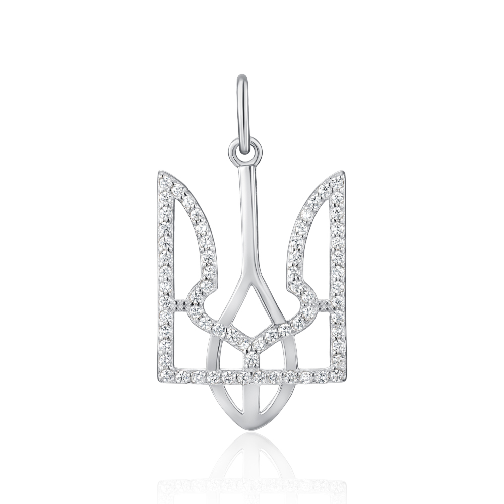 Серебряная подвеска "Трезубец" с фианитами. Артикул П2Ф/125