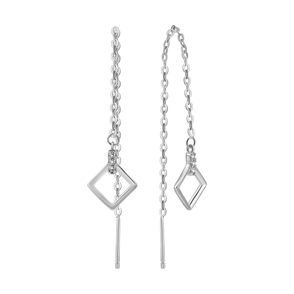 Серебряные серьги-протяжки c фианитами. Артикул UG5SZE237