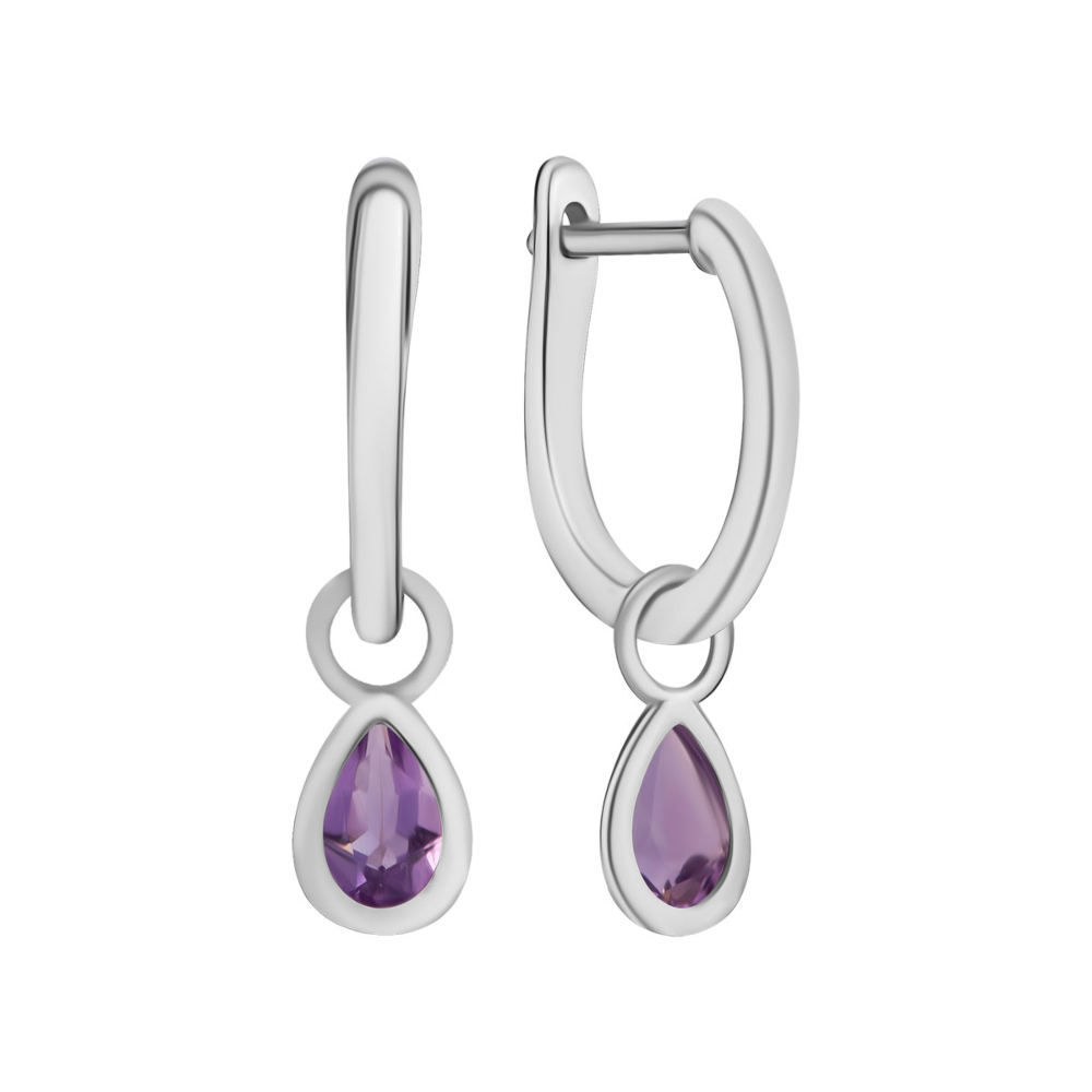 12345 Срібні сережки-підвіски з аметистом. Артикул UG5SZDE16196 ам 12345 грн1,712 12345