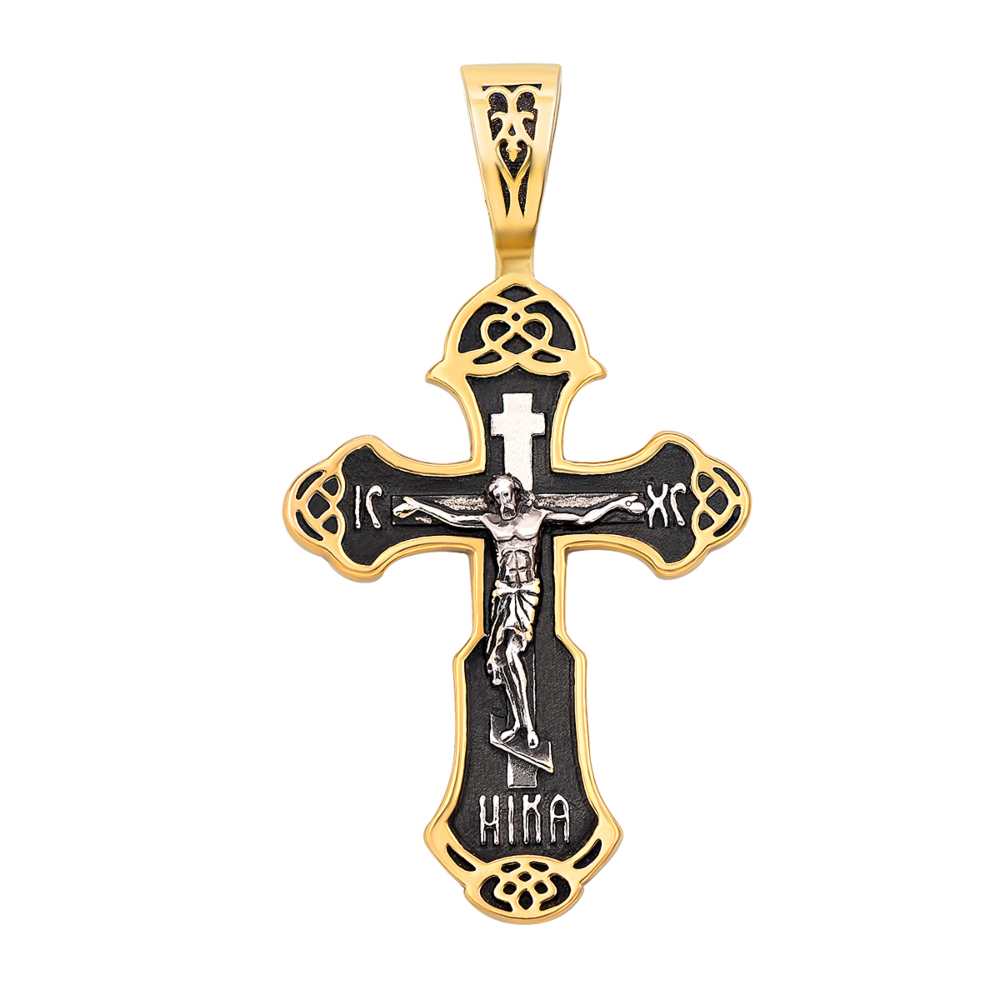 12345 Срібний хрестик з позолотою і чорнінням. Розп'яття Христове. Артикул с31362/1 12345 грн1,692 12345