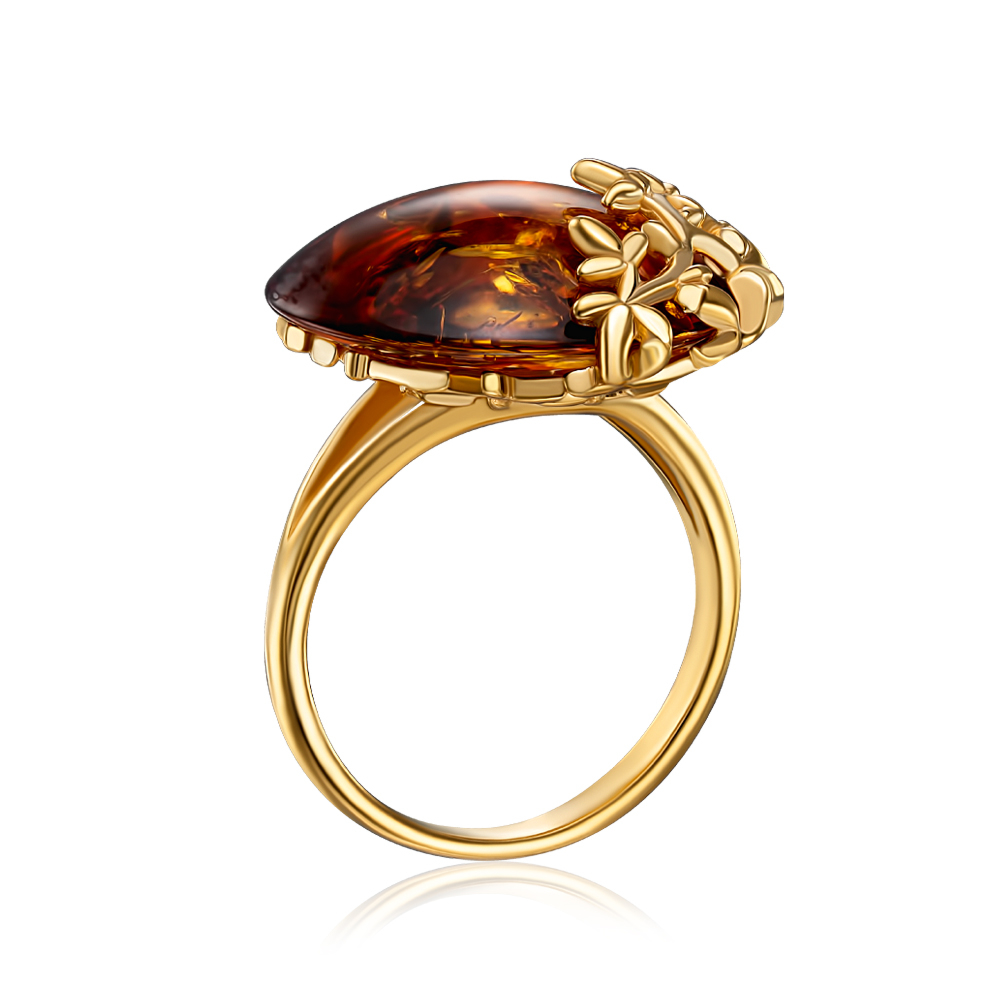 12345 Срібна позолочена каблучка з бурштином. Артикул AuR503C-R/20/2787 12345 грн4,350 12345