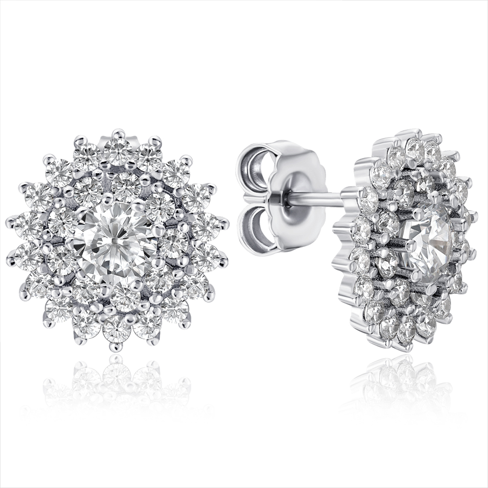 Серебряные серьги с фианитами. Артикул B02432-E/12/1