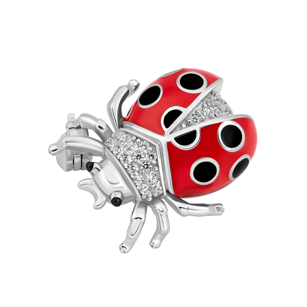 Серебряная брошь с эмалью и фианитами. Артикул UG5B35967