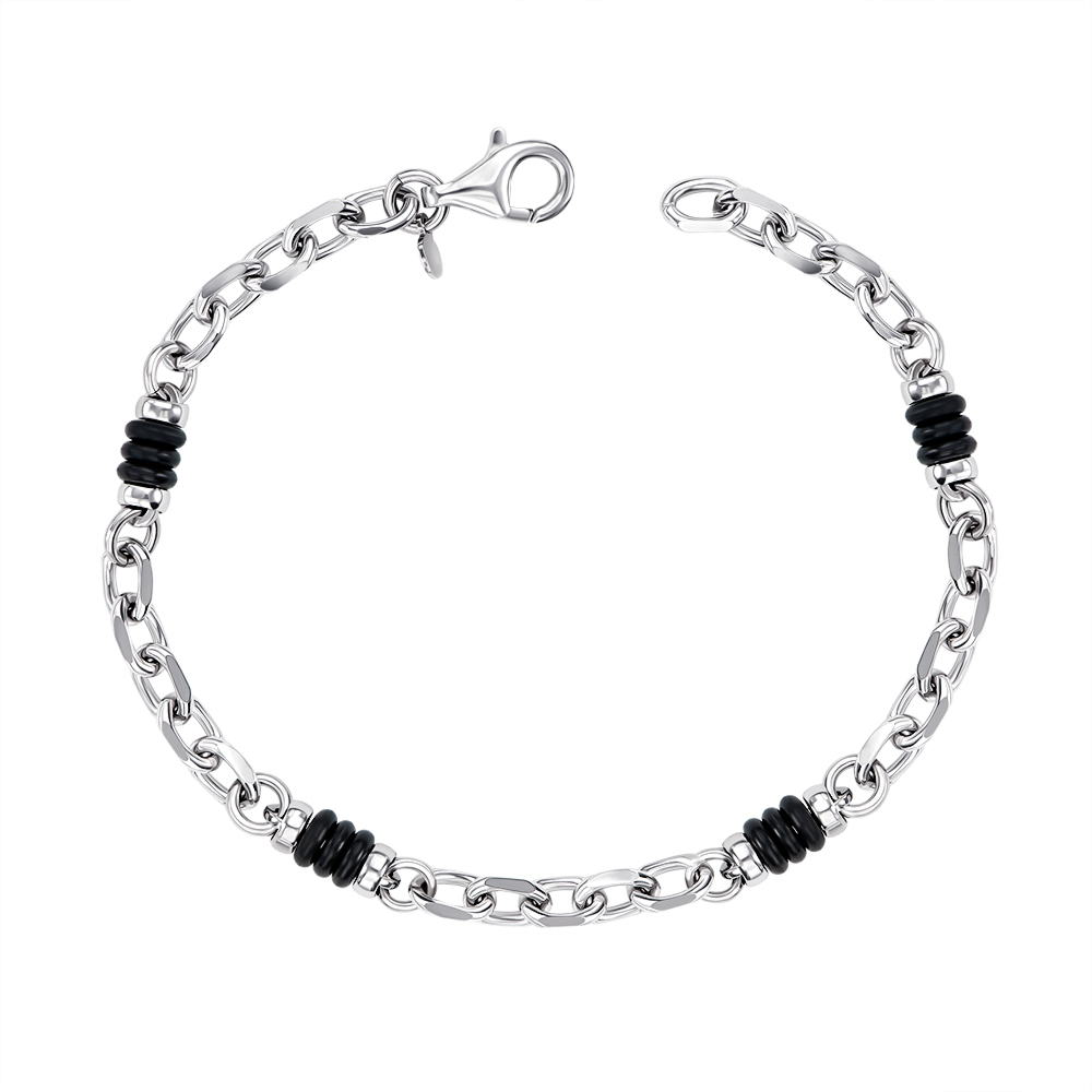 12345 Срібний чоловічий браслет з каучуком. Артикул BORXU000008-B/12 12345 грн5,904 12345