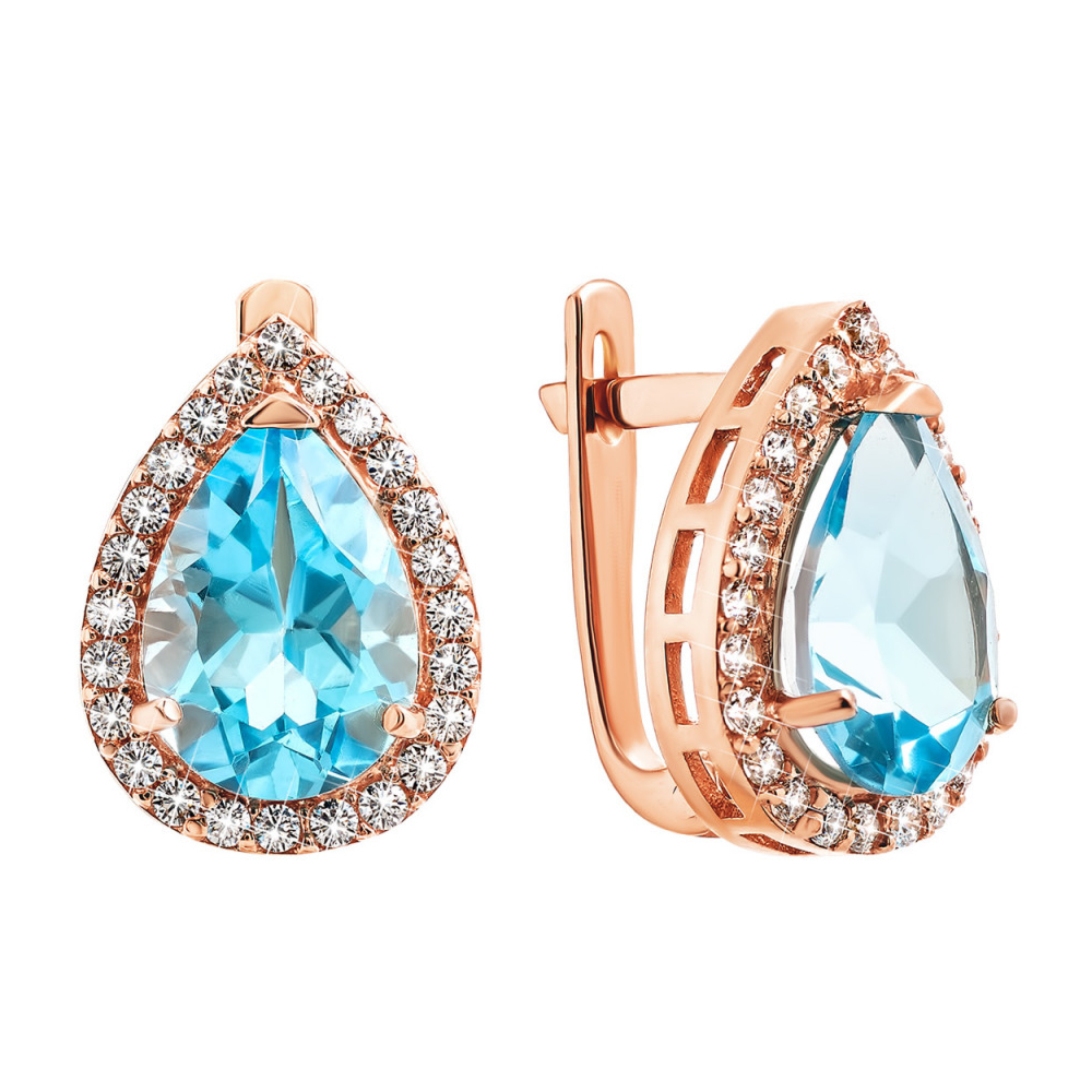 12345 Золоті сережки з топазом і фіанітами. Артикул UG5с402тс 12345 грн21,309 12345