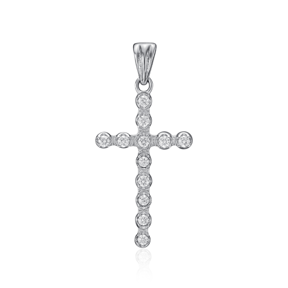 Серебряный крестик с фианитами. Артикул DP11143-P/12/1