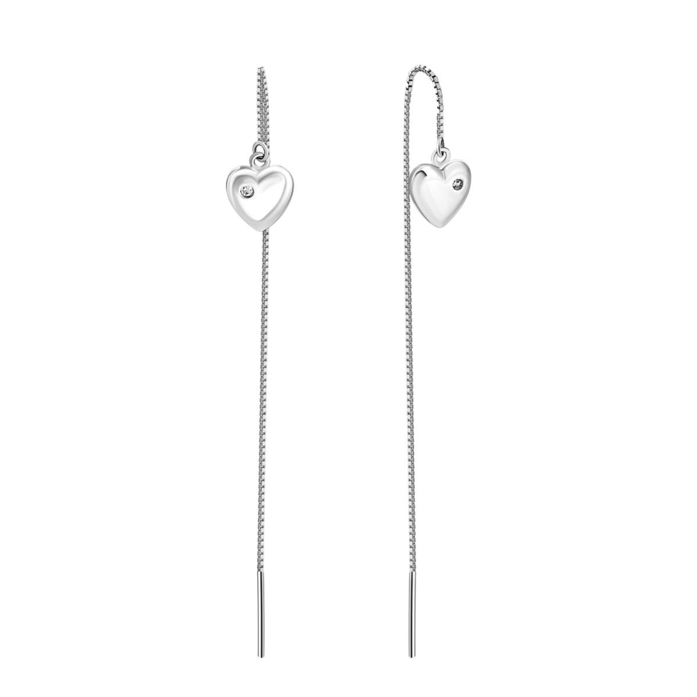 Серебряные серьги-протяжки (продевка) c фианитом. Артикул UG5EA60391