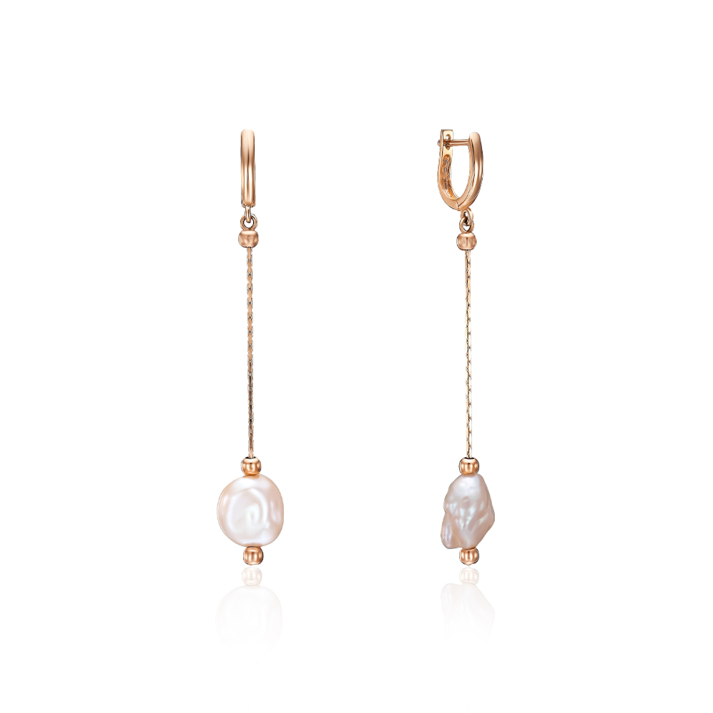 12345 Золоті сережки-підвіски з перлами. Артикул F-K-2513-E/01/21046 12345 грн21,227 12345