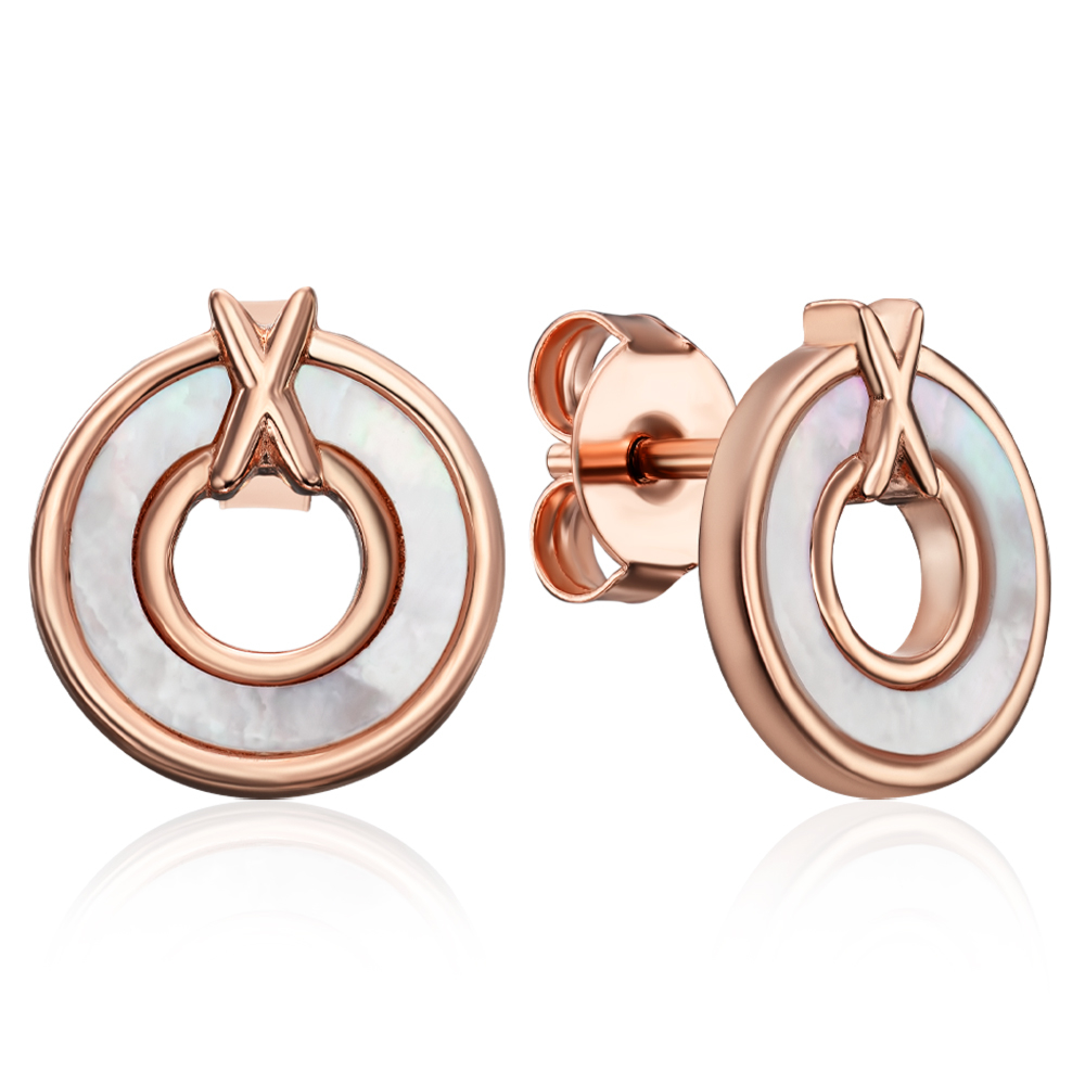 12345 Срібні позолочені сережки з перламутром. Артикул HJES-867-ROSE-E/17/4534 12345 грн2,118 12345