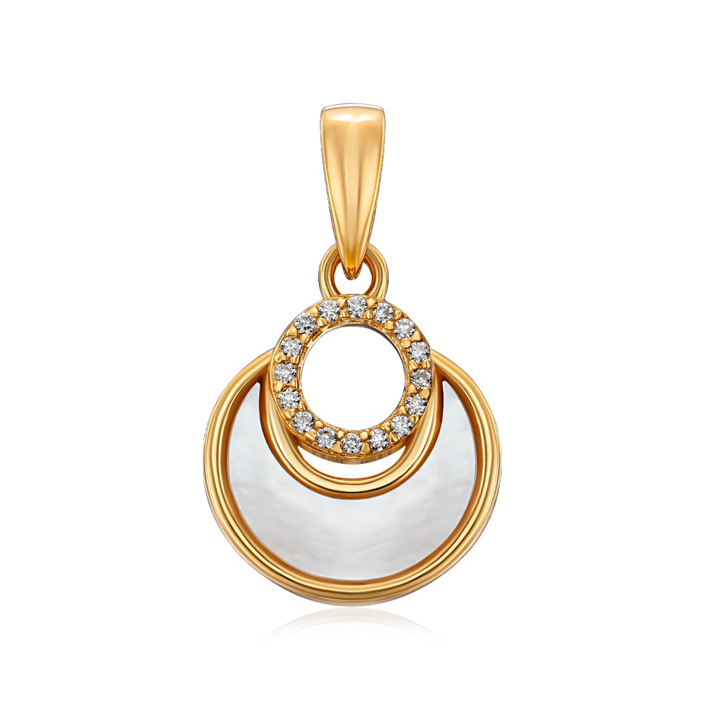 12345 Срібна позолочена підвіска з фіанітами та перламутром. Артикул HJP-857-GOLD-P/20/4510 12345 грн1,180 12345