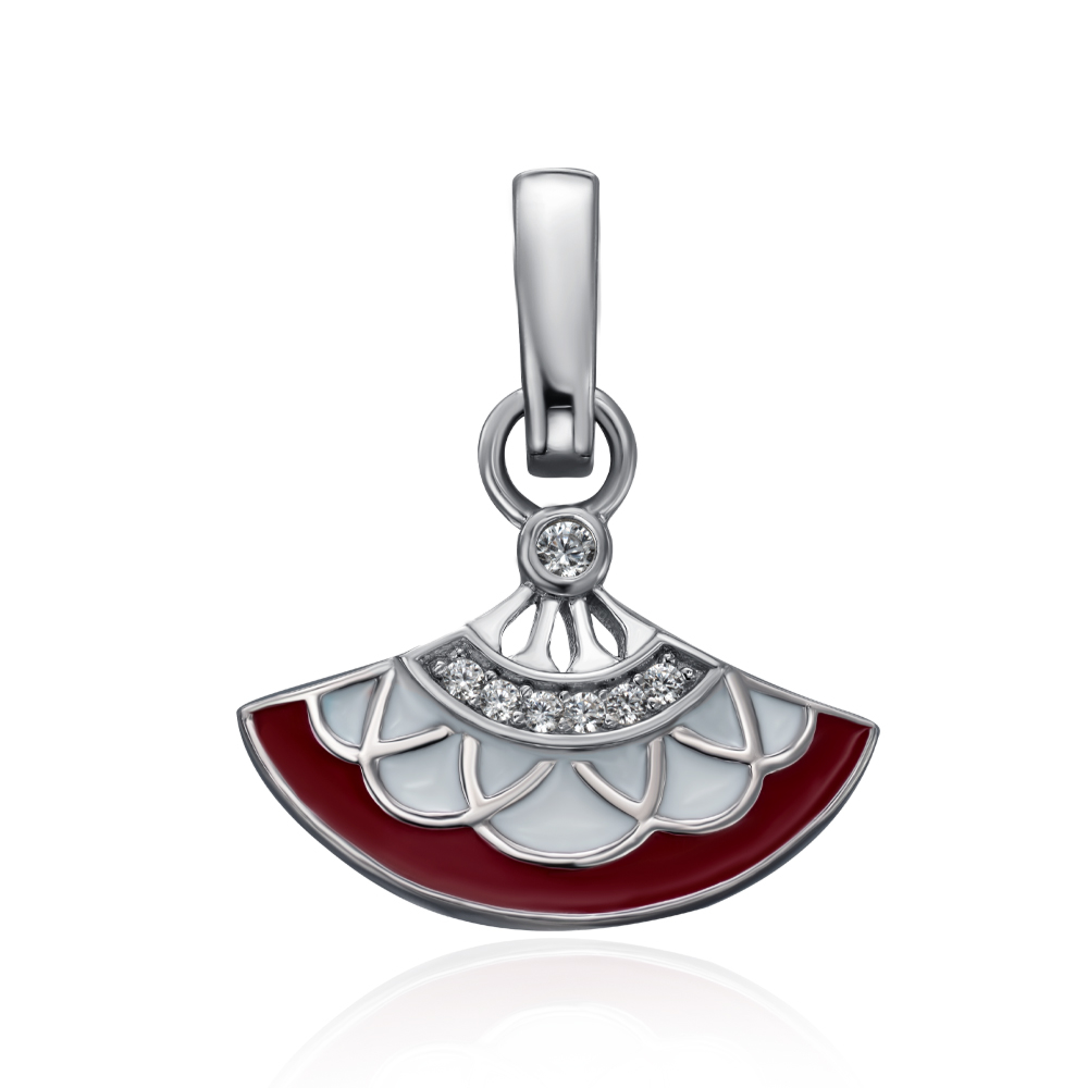 Серебряная подвеска с фианитами и эмалью. Артикул MP14348A-P/12/2283