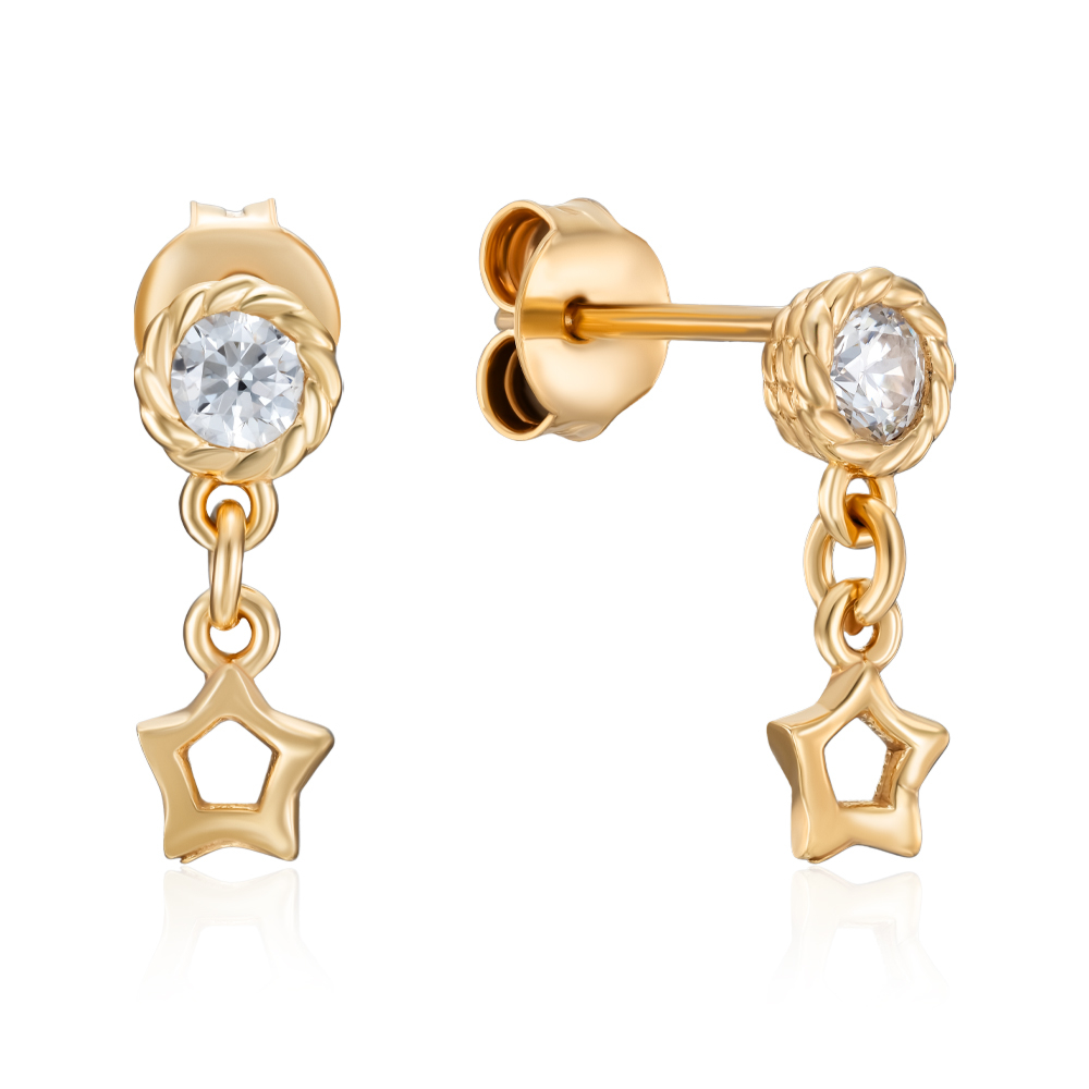 12345 Срібні позолочені пусети з фіанітом. Артикул ORT  8991 G-E/20/1 12345 грн885 12345