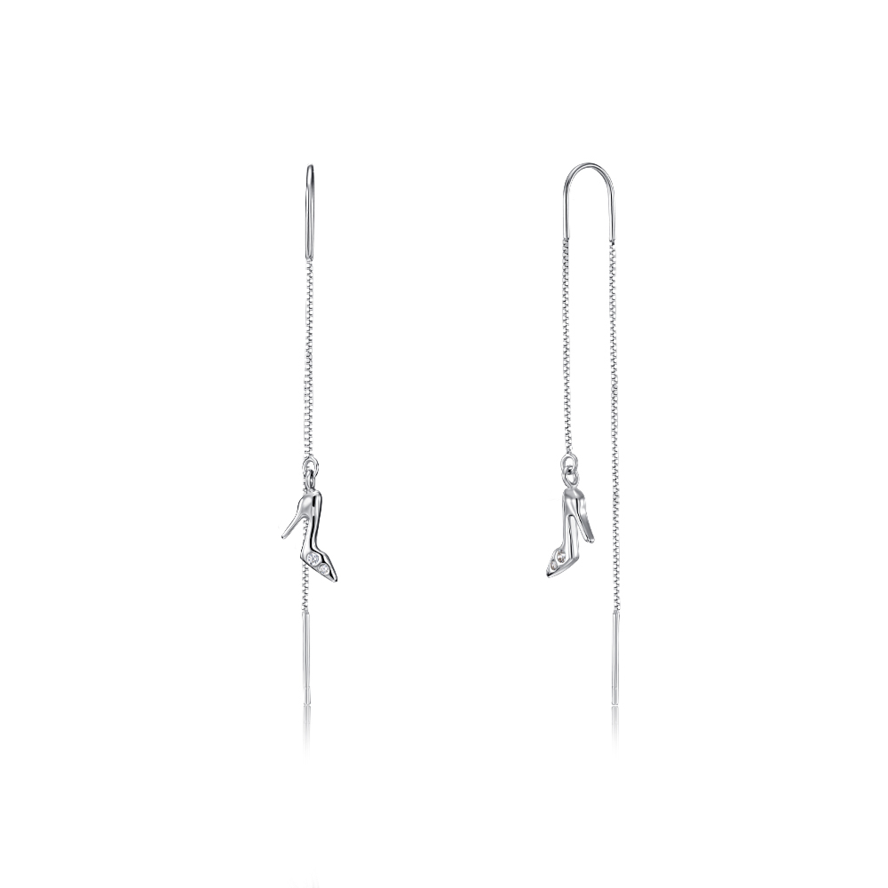 12345 Срібні сережки-протяжки з фіанітами. Артикул SE00375-E/12/1 12345 грн1,128 12345