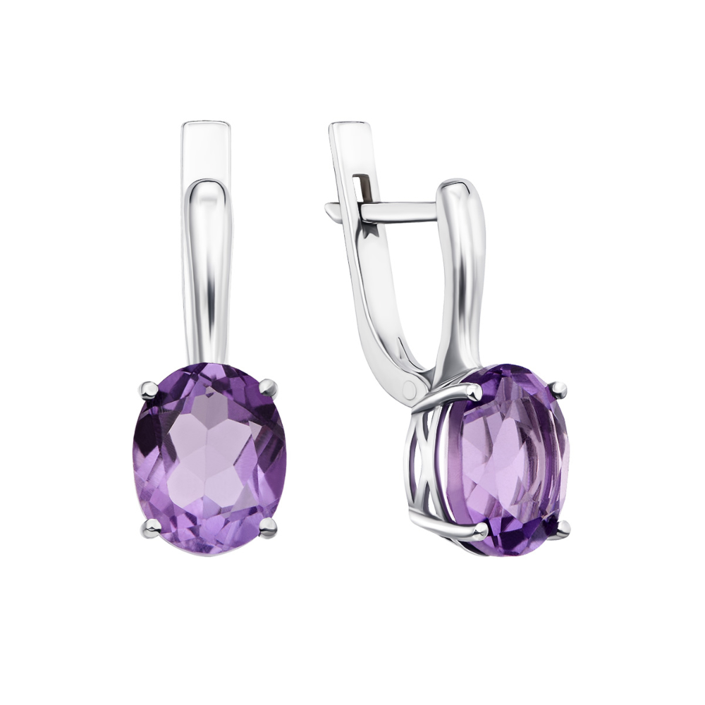 Серебряные серьги с аметистом (2866/9р-AMT)