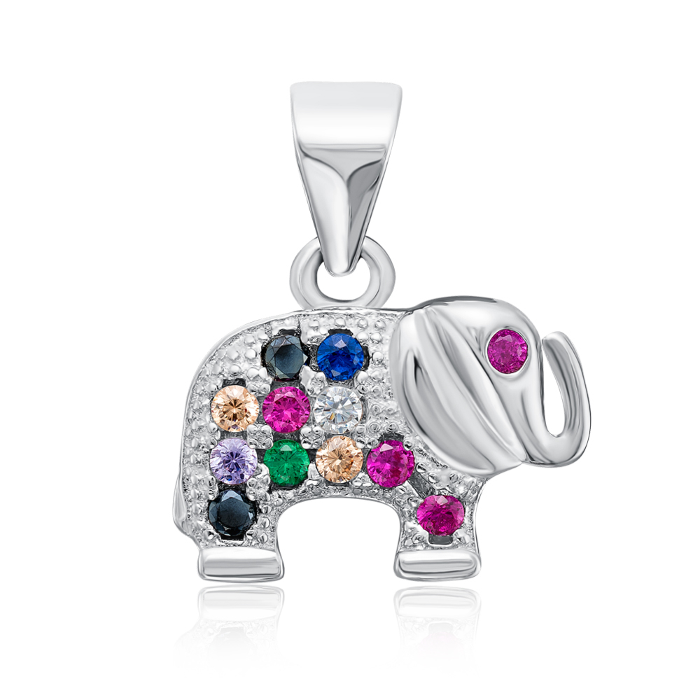 12345 Срібна підвіска «Слон» з фіанітами. Артикул 2P21401-P/12/1550 12345 грн1,163 12345