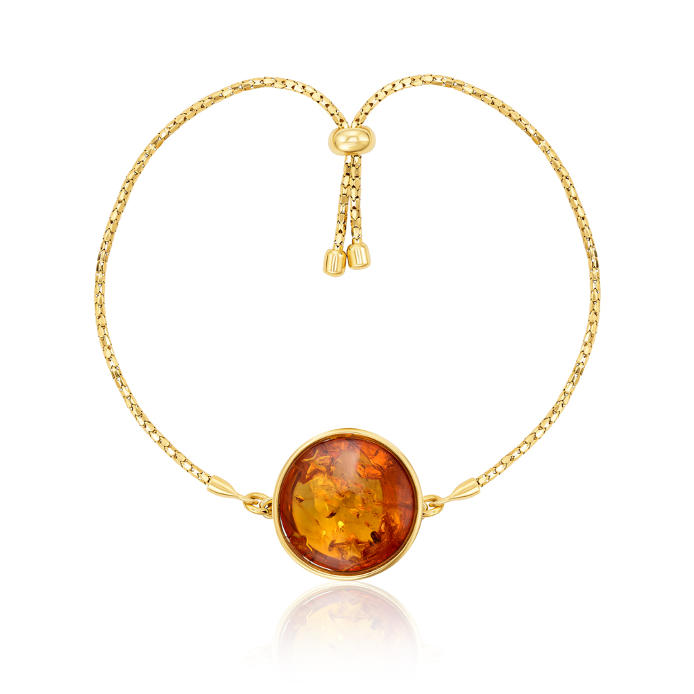 12345 Срібний позолоченний браслет з бурштином. Артикул B655C-F-GP-B/20/2787 12345 грн4,606 12345