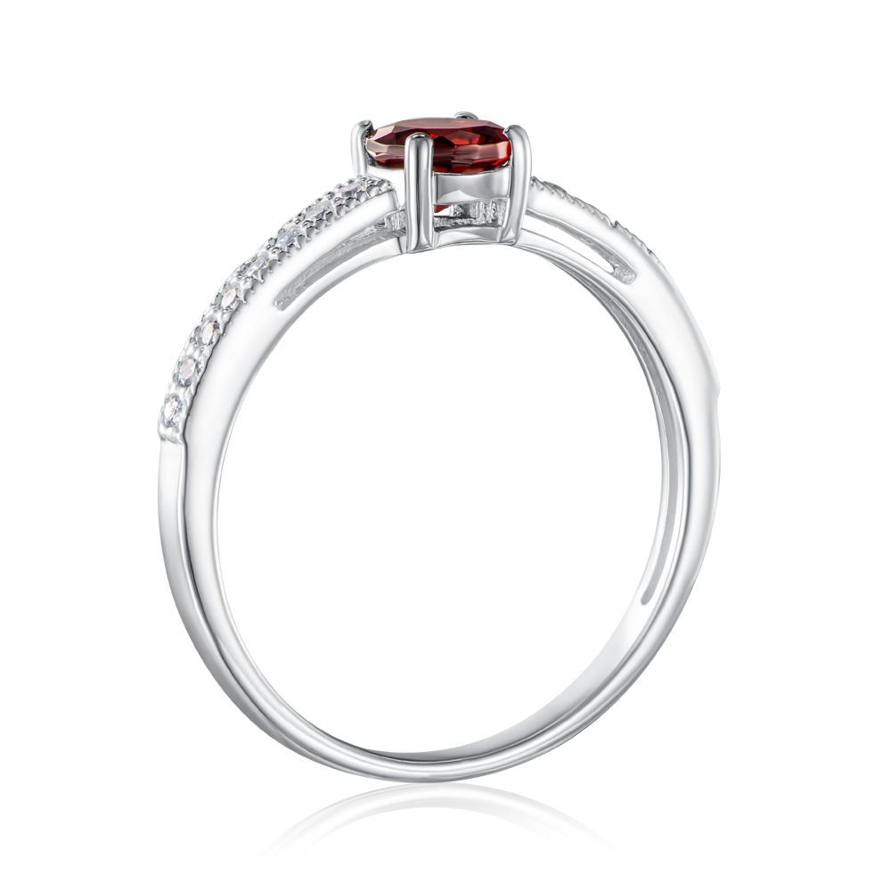 12345 Срібна каблучка з гранатом і фіанітами. Артикул R619-R/12/5291 12345 грн1,504 12345