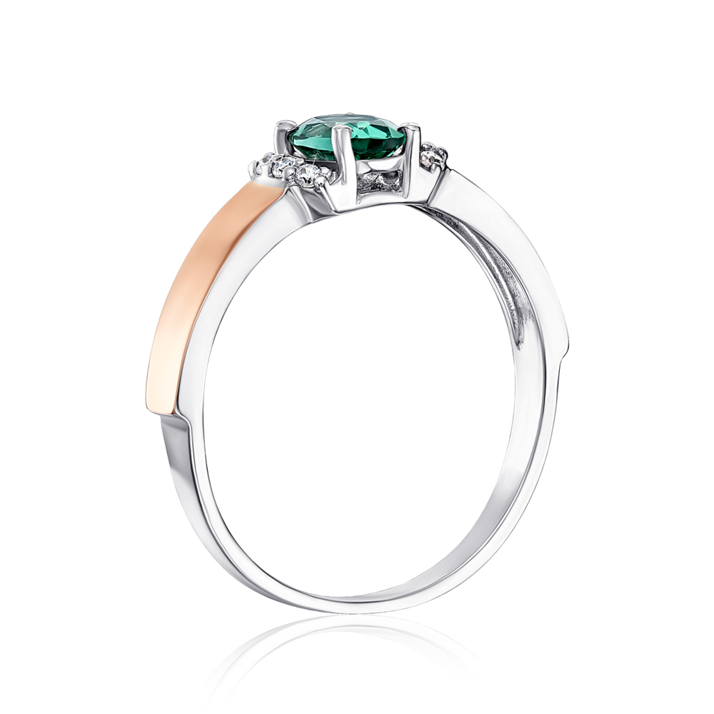 Серебряное кольцо с золотыми вставками с кварцем. Артикул 1315/1р-QGR