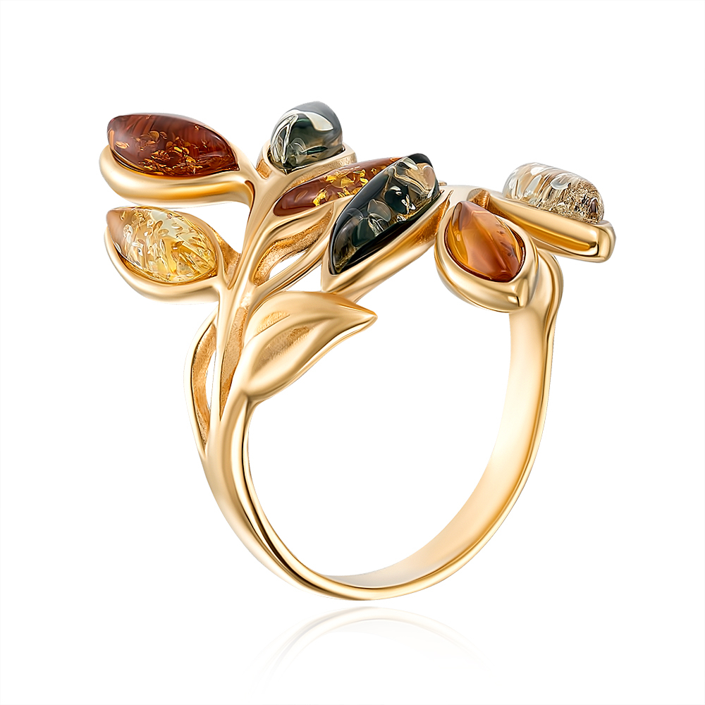 12345 Срібна позолочена кабучка з бурштином. Артикул AuR172M-R/20/2787 12345 грн3,797 12345