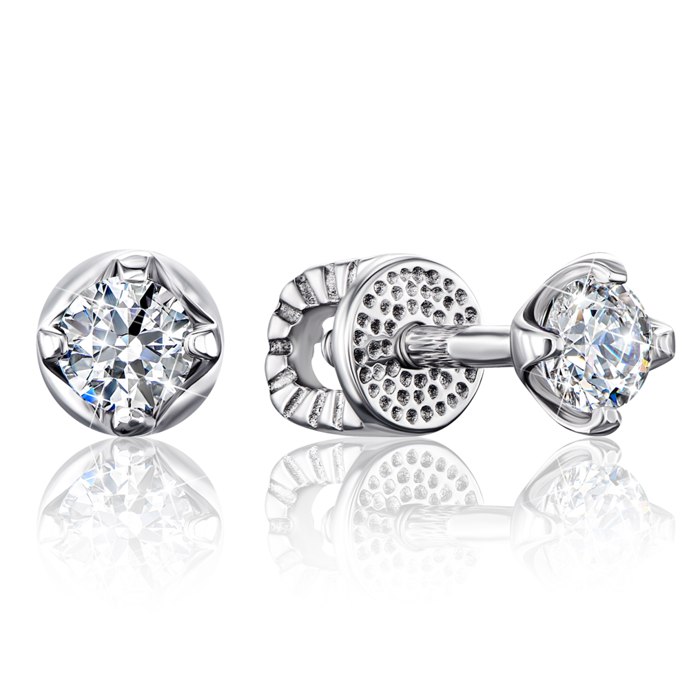 12345 Срібні сережки-пусети з фіанітами. Артикул 40644/12/1/28 12345 грн761 12345