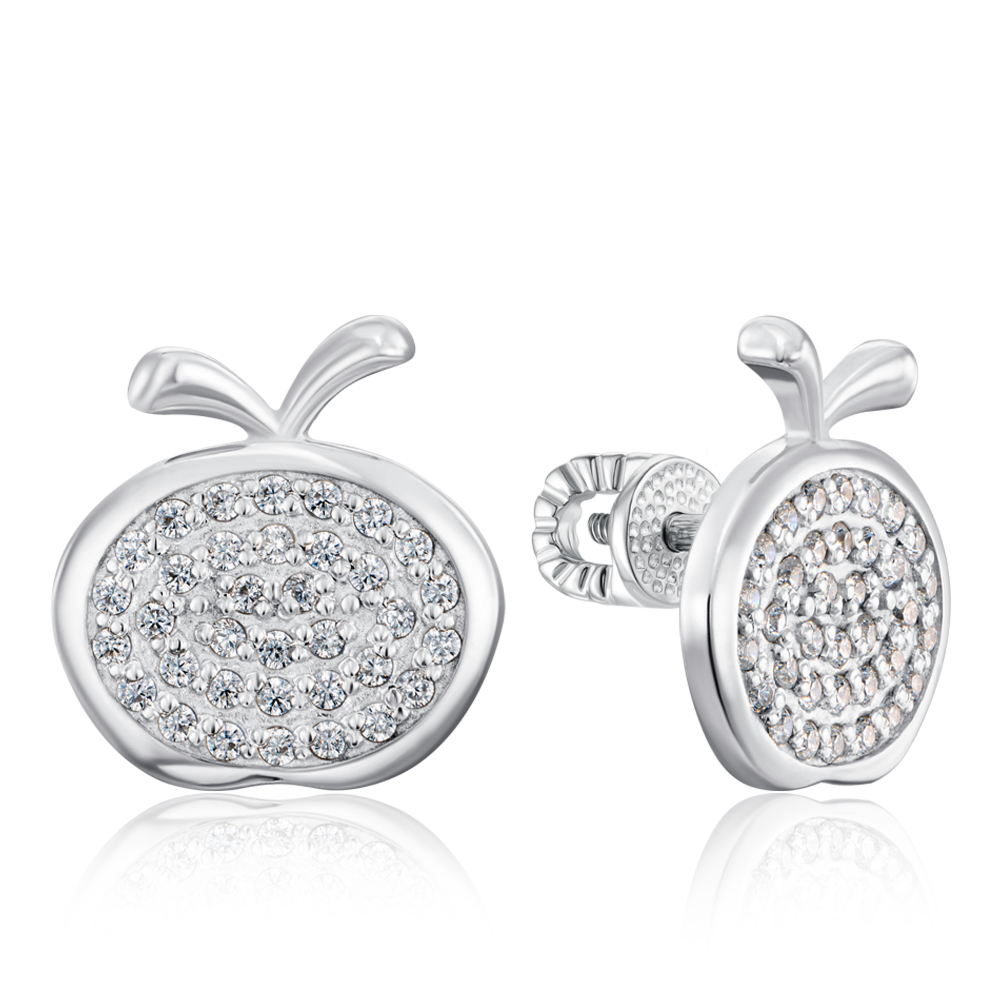 12345 Срібні сережки-пусети з фіанітами. Артикул 41129/12/1/42 12345 грн1,607 12345