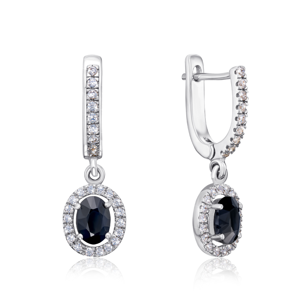 12345 Срібні сережки з сапфіром і фіанітами. Артикул GRE2215-E/12/8367 12345 грн4,174 12345