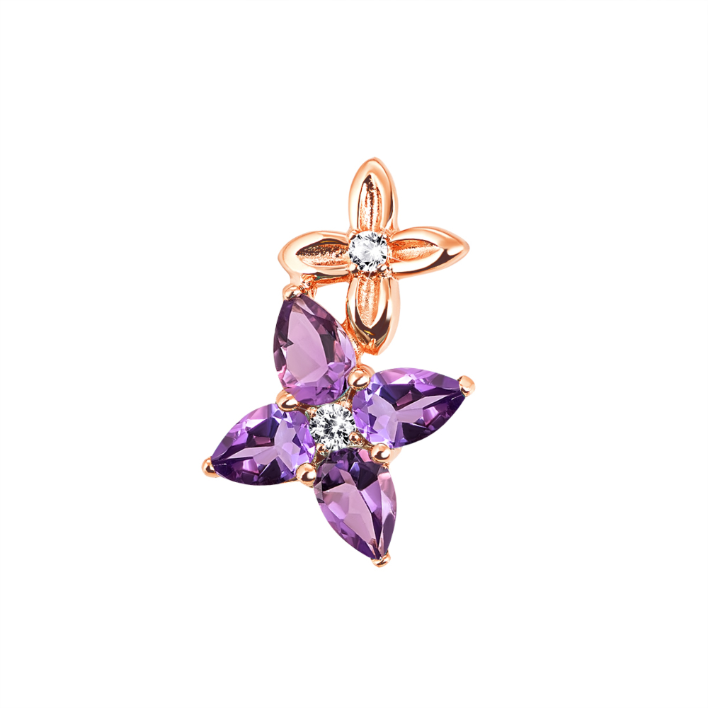 Золотая подвеска с аметистом и фианитами. Артикул UG5п660ам