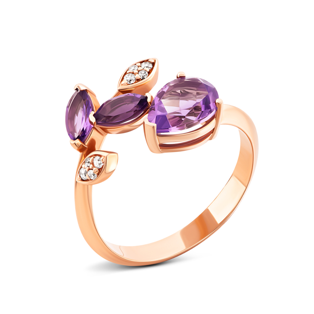 12345 Золота каблучка з аметистом і фіанітами.Артикул UG5к445ам 12345 грн12,056 12345